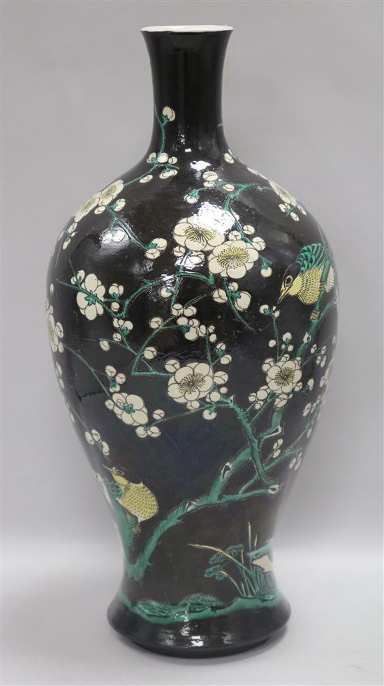 A Chinese famille noire vase height 37cm
